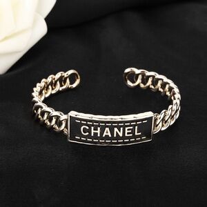 CHANEL Black and Gold Chain Bracelet